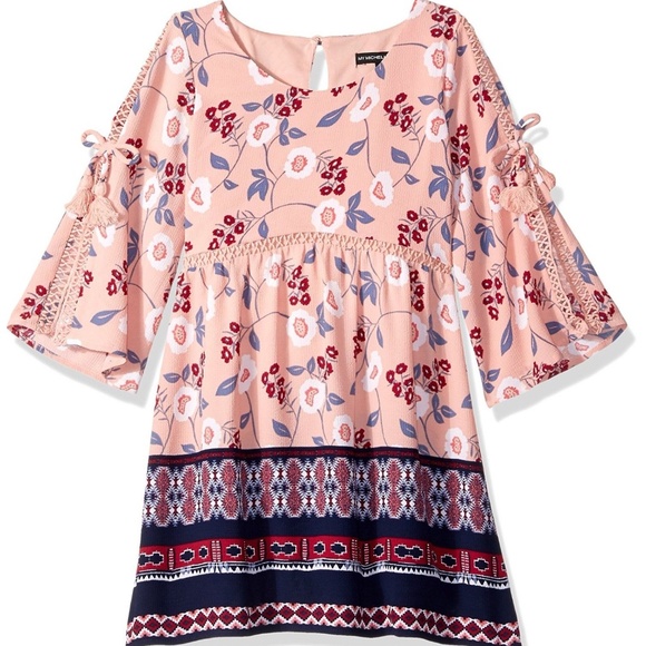 Robe Fille My Michelle Taille 16 Imprimée Fleurs - Manches Courtes, Occasion Comme Neuve (EUC)